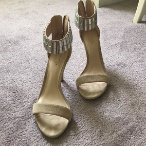 Aldo suede heels with jewel strap & zipper back